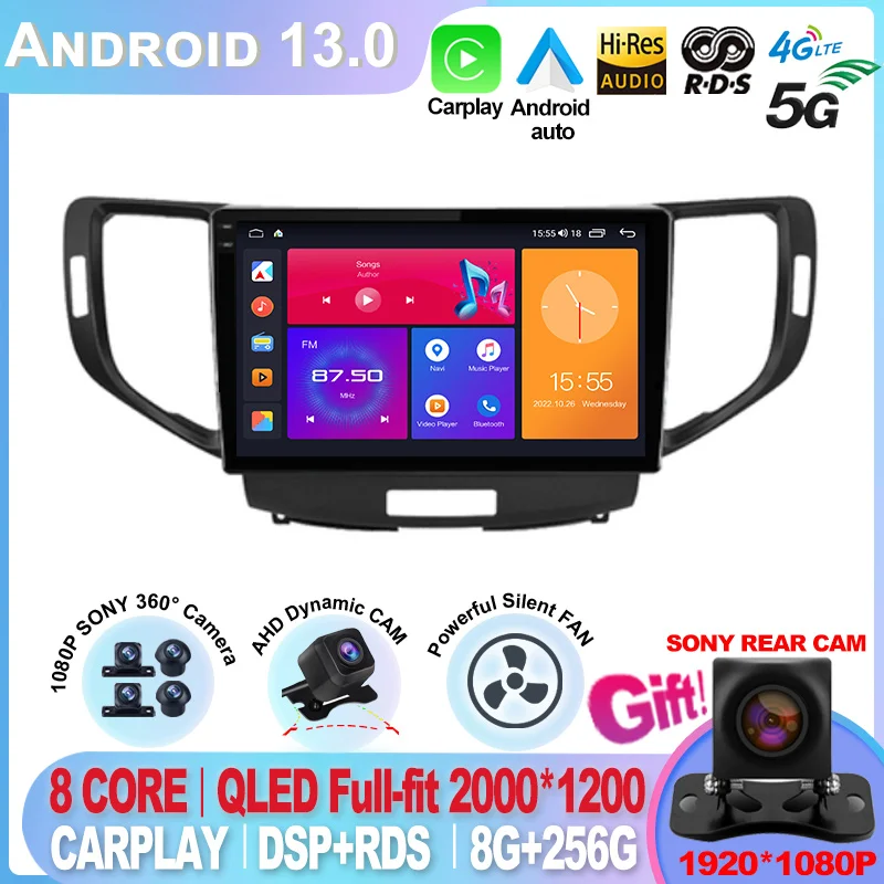 

For Honda Accord 8 Acura TSX 2008 - 2012 Car Radio GPS Android 13 Multimedia System Navigation Auto Carplay Video Player Screen