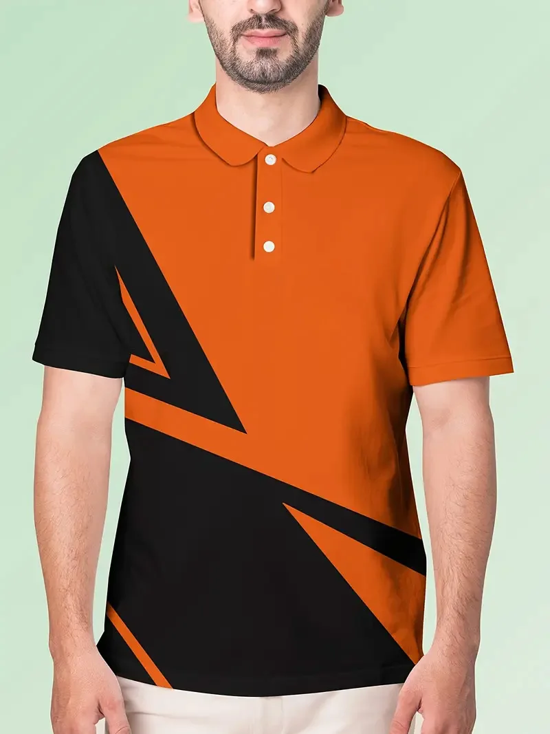 This is the print, men's casual sports polo shirt, daily office casual top, exclusive to enterprise employees