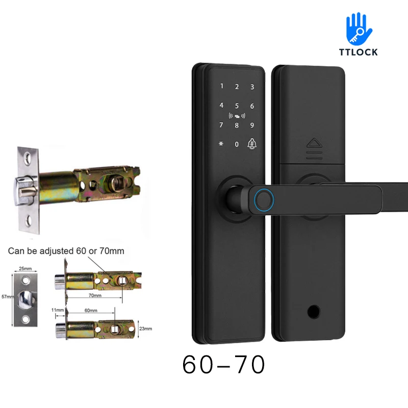2026 Smart Door Lock With Bluetooth-compatible TTLock APP Digital Electronic Lock Smart Home Wooden Door Lock Fingerprint image 3