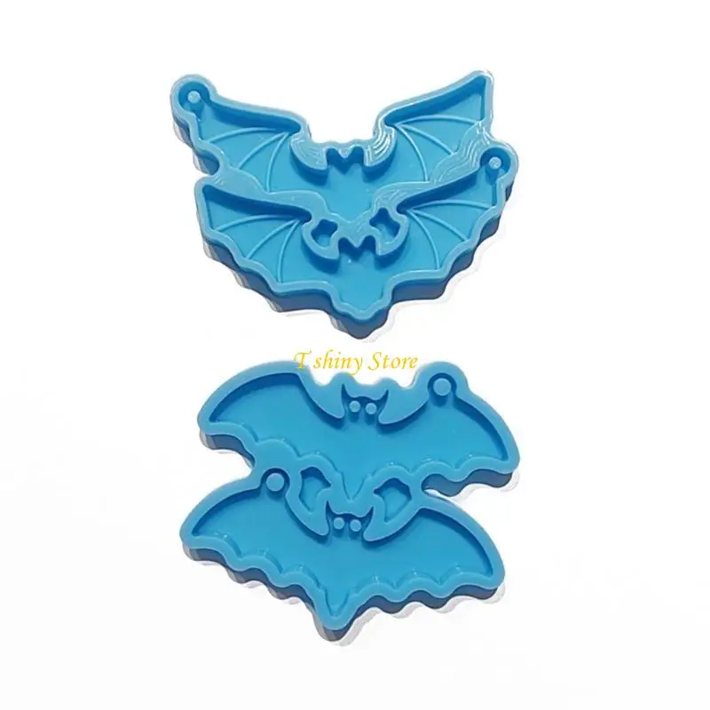 N58F Set of 2 DIY Pendant Mould Bat Shaped Jewelry Molds with Holes Hand-Making Tools