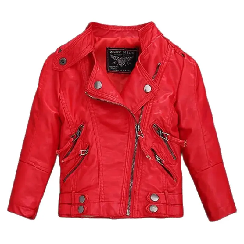 Children\'s Leather Jackets 2022 New Spring Autumn Boy\'s zipper Rivets PU Leather Jacket Fashion Kids Coats 1-14 years old