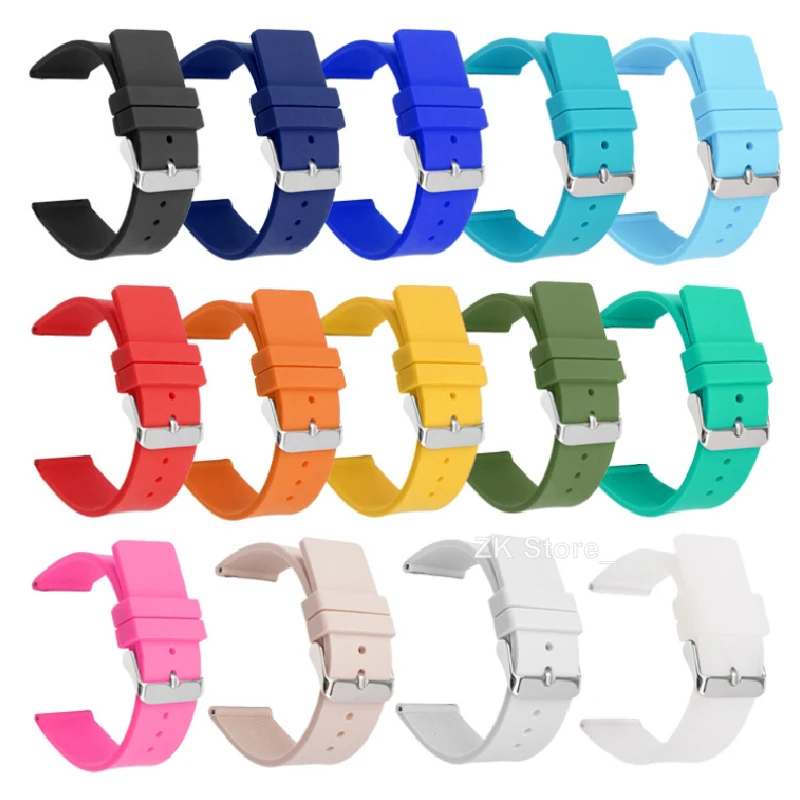 Silicone Watch Straps 20mm 14/16/18mm 22mm 24mm for Smart Watches Bracelet Soft Rubber Watchband for Men Women Watch Accessories