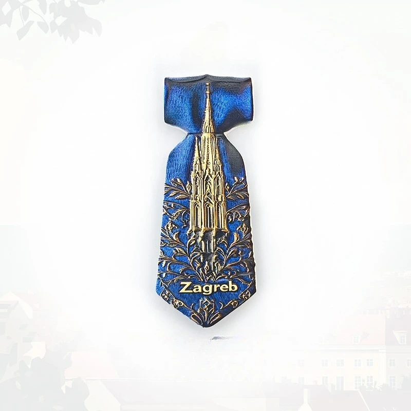 Zagreb Tie Fridge Magnet - 3D Croatian Souvenir Origin of Necktie History Decor Unique Europe Gift with Strong Magnet