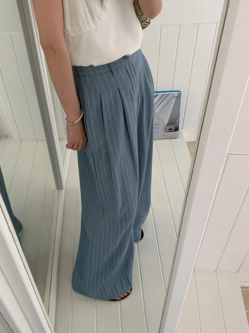 Alien Kitty-pantalones de pierna ancha informales a rayas para mujer, Vaqueros holgados para fregar, pantalones vaqueros elegantes que combinan con todo, ropa de calle de cintura alta para uso diario