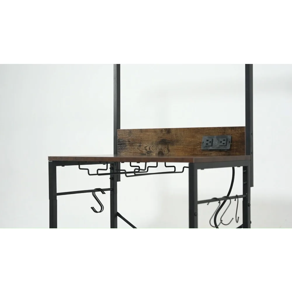 Wine Kitchen rack Table with Glass Holder and Wine Storage Space Saving Cabinet