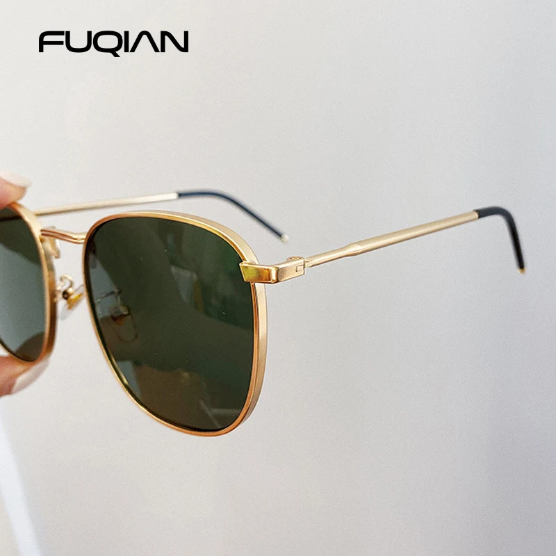 Fashion Metal Square Sunglasses Women Men Stylish Round Sun Glasses Ladies Retro Black Driving Shades UV400