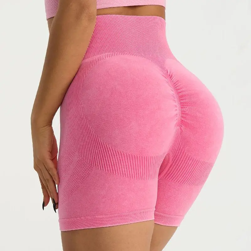 Pantalones de Yoga deportivos de cadera melocotón de nailon lavado esmerilado sin costuras de secado rápido para mujer estilo europeo americano entrenamiento para correr Fitness