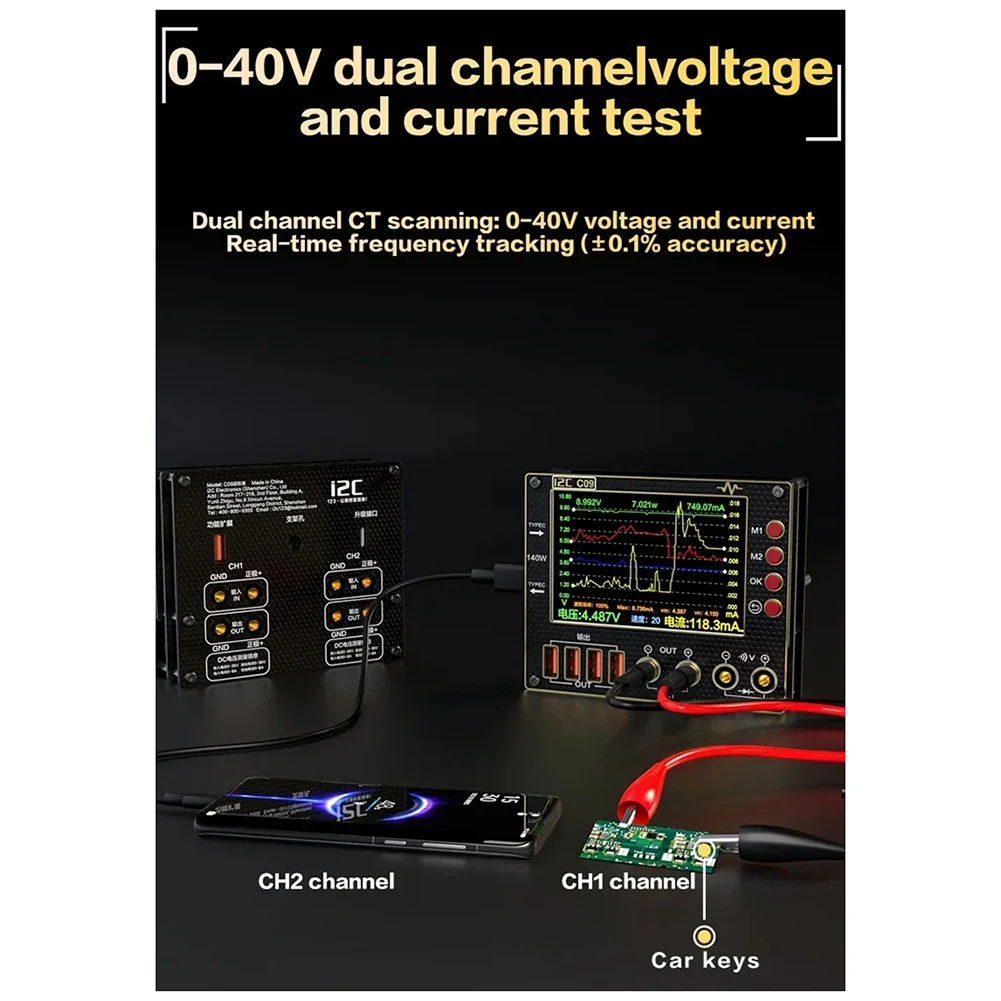 

【Clearance Sale】I2C C09 Waveform Ammeter 0-40V Input Dual Channel Voltage Current Tester 4 Inch Fast Diode Scaning Measurement T