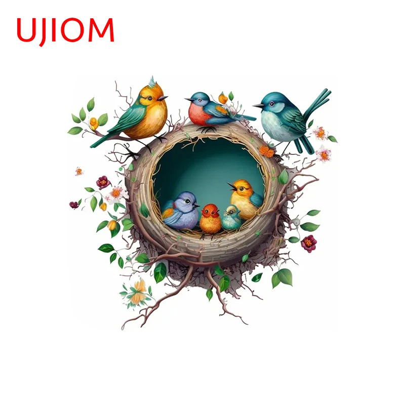 UJIOM 13cm X 12.2cm Bird Cartoon Nest Wall Stickers Waterproof Interesting Baby Nursery Room Wardrobe Decal Decoration Chambre