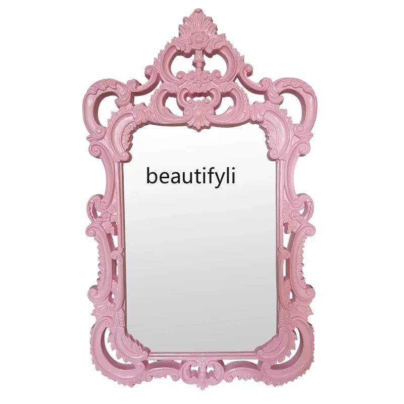 NQ European-style full-length mirror girl's heart special-shaped fitting mirror art carved floor entrance full-body mirror