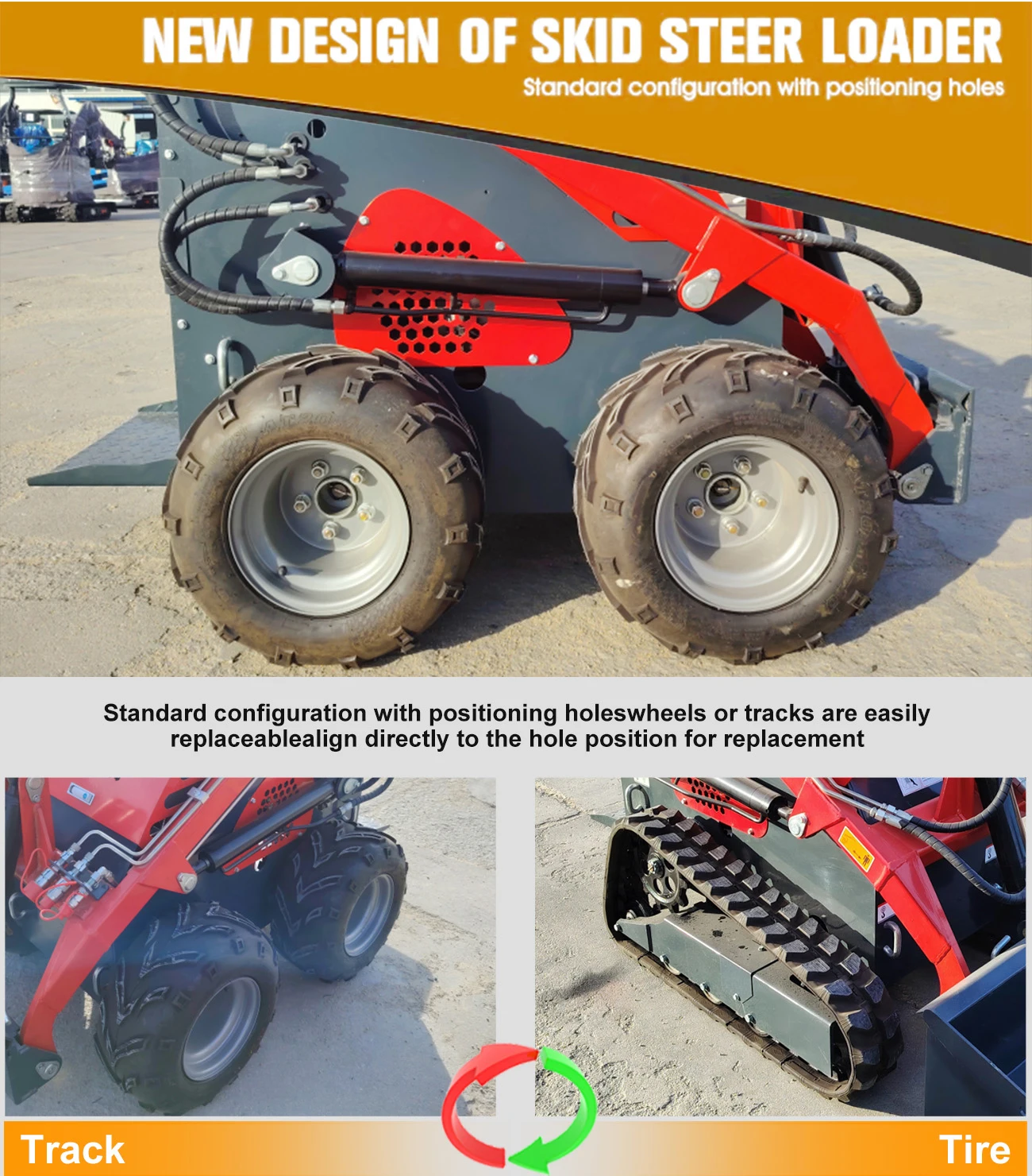 Maßgeschneiderter Mini-Skidsteer-Ständer aus China mit Anbaugeräten, Mini-Raupen-Kompaktlader mit Schiene – Detail 22