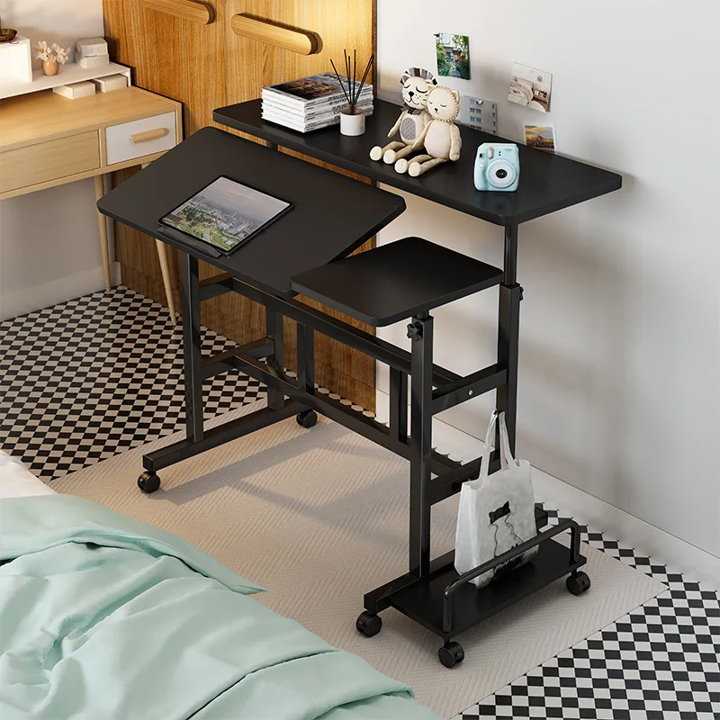 Mobile Computer Desk Lifting Desk Foldable Standing Desk Bedroom Bedside Desk Single Small Table