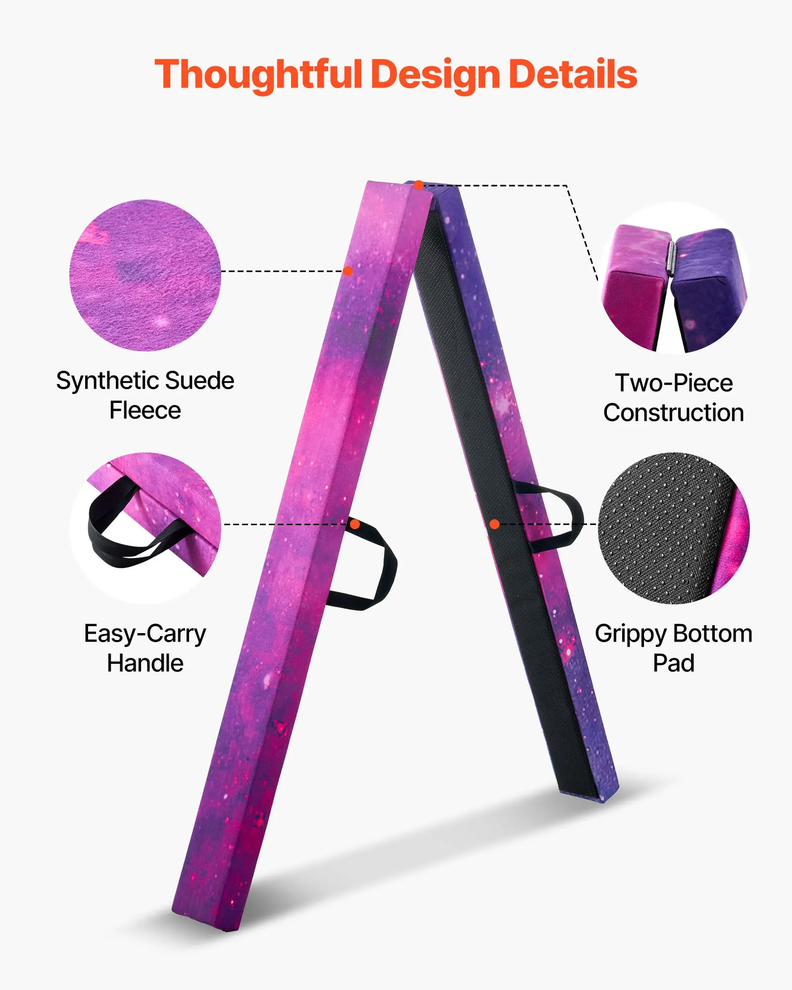Barre d'équilibre pliable pour enfants de 2,38 m, charge maximale de 136,1 kg, surface inférieure antidérapante avec sac de transport, équipement d'entraînement de gymnastique pour la maison, style Galaxy