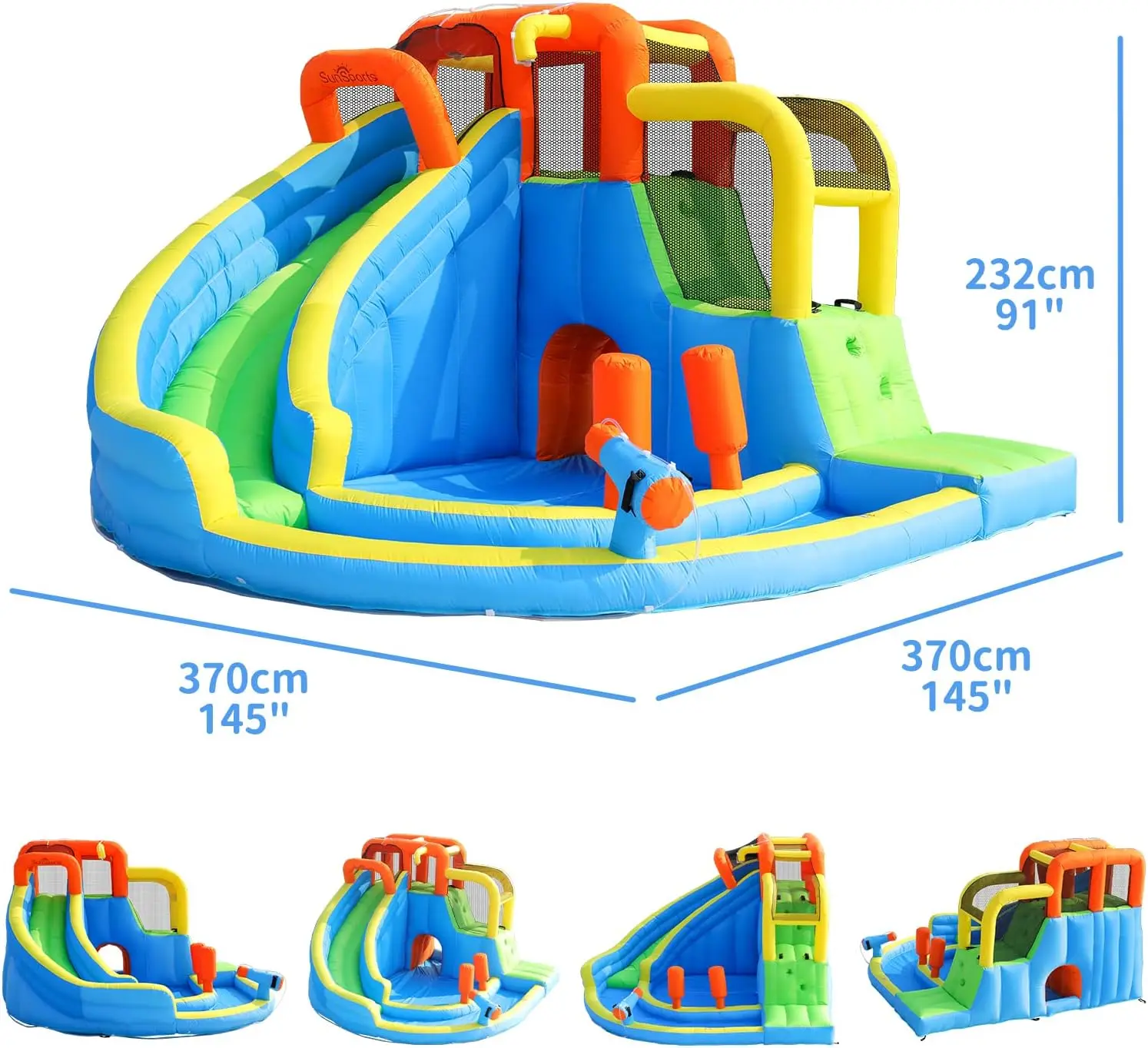 Kids Inflatable Water Slide Bounce House with Splash Pool - Outdoor Backyard Bouncy Castle for Wet & Dry Fun, Water Park Party Toy view 4