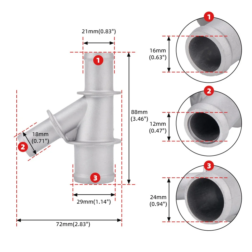 

Radiator Hose Joiner Aluminum Coolant Hose Connector Oxidation Proof Construction Leak Prevention Design Coolant Connector