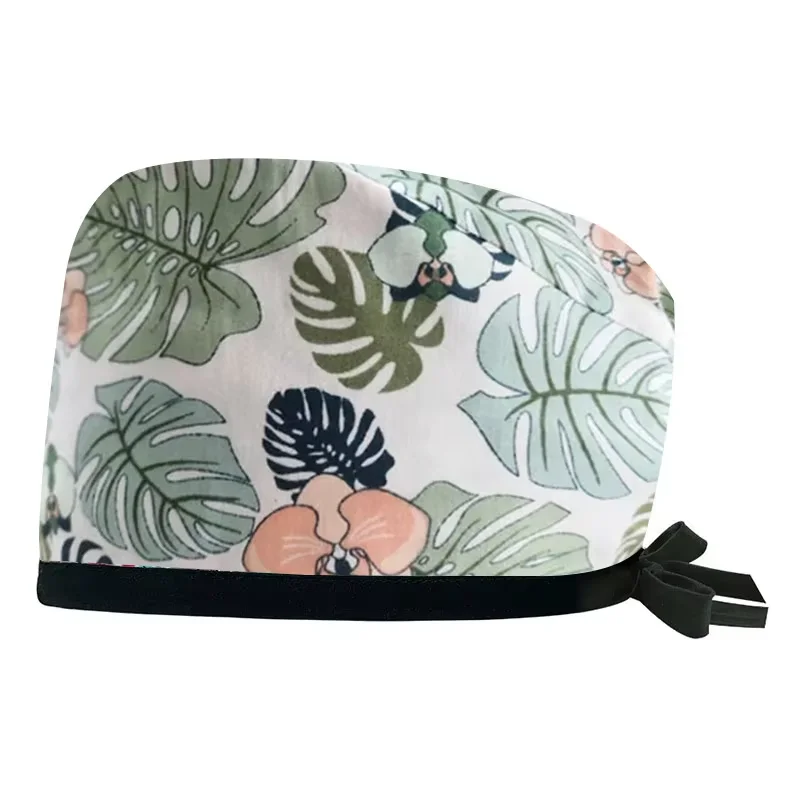 Bonnet d'allaitement 100% coton imprimé dessin animé pour dames, casquette de dentiste, chapeau d'infirmière de clinique pour animaux de compagnie, gIslande de laboratoire, accessoires significatifs