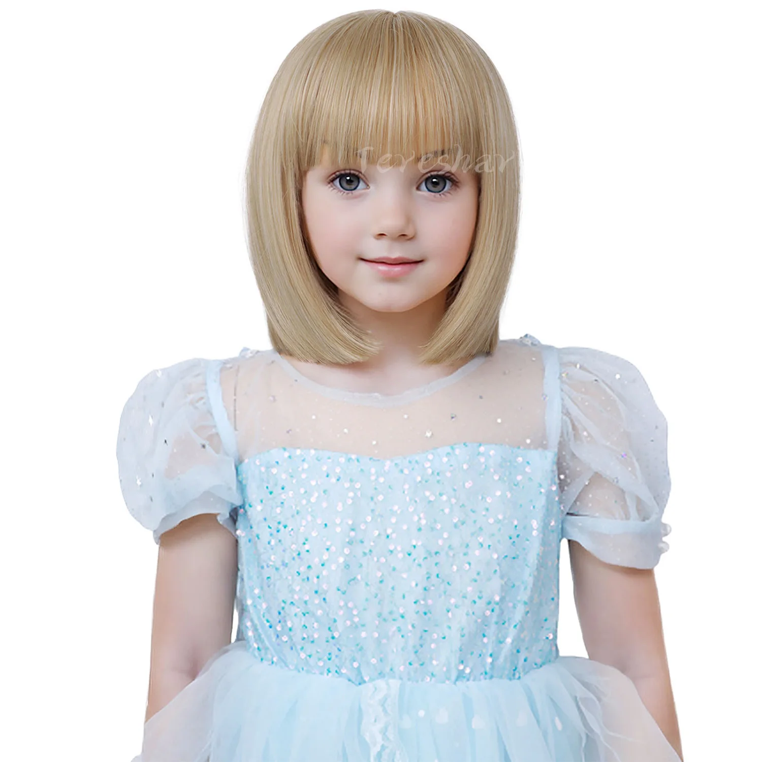 Synthetic Short Kids Wig Child bob Wig Short Bob Wig with Bangs for Girls Short Straight Bob for Cosplay Party Daily Wear Wig