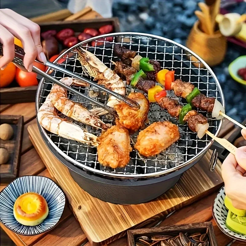 

KL1 Cast Iron Oven Fireplace Charcoal And Alcohol Stove Barbecue Family Outdoor Picnic Water Tea Boiling Stove Garden Camping