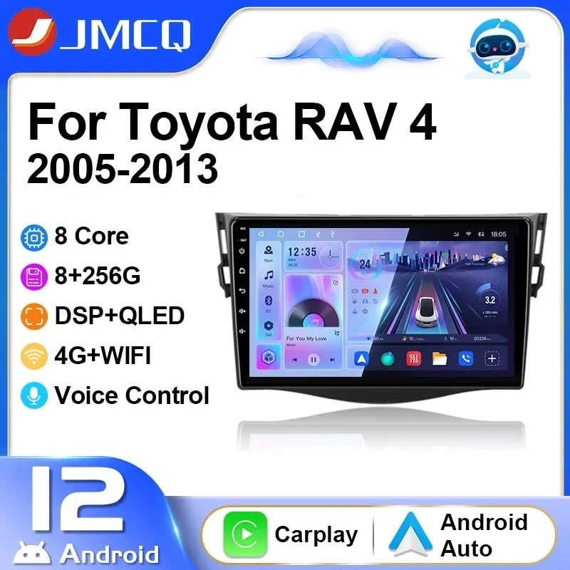 

JMCQ 2Din 4G Android 12 Car Radio Stereo Multimedia Video Player for Toyota RAV4 2005-2013 Navigation GPS Carplay Wifi Bluetooth