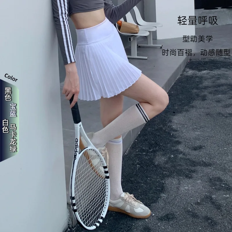 

Women's Tennis Pleated Skort Skirt with Shorts Summer Sport Golf Wear 2026 Green Korean Style White Black Blue Active Clothes