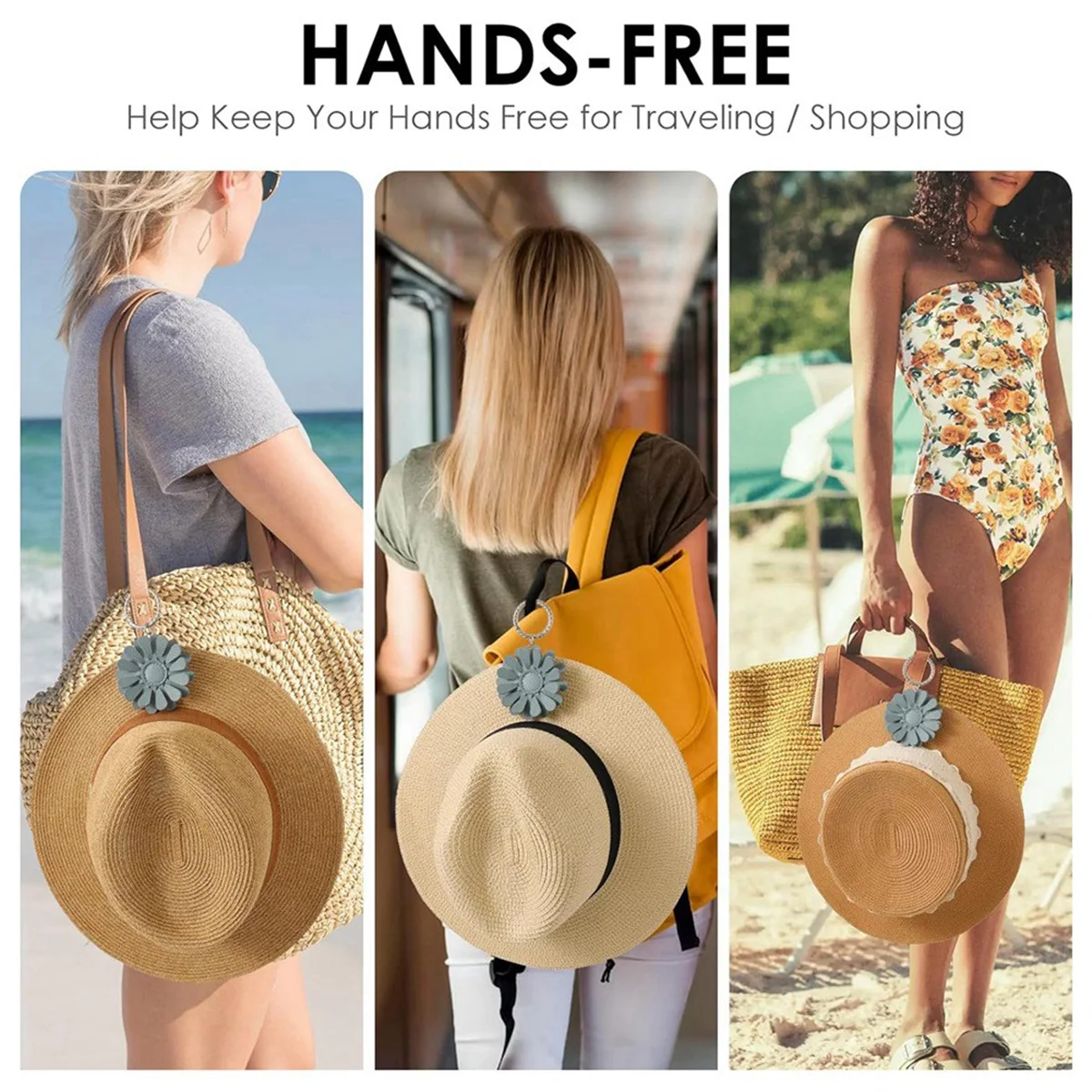 

High-Quality 2 Pack Leather Hat Clip for Travel on Bag Travel Hat Holder for Luggage Hanging Travel Accessori