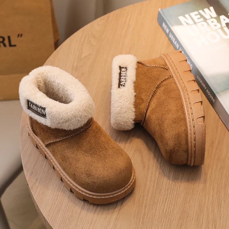 

Зимние уличные ботильоны для малышей, новые модные детские меховые зимние сапоги с волосатой подошвой для девочек, нескользящие теплые детские повседневные плюшевые сапоги