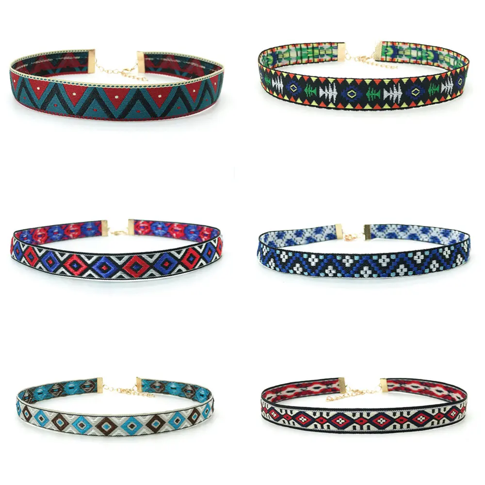 6pcs/Set Vintage Bohemian Torques Goth Collar Ethnic Choker Set Necklaces for Women Girls Colorful Jewelry Chain Accessories