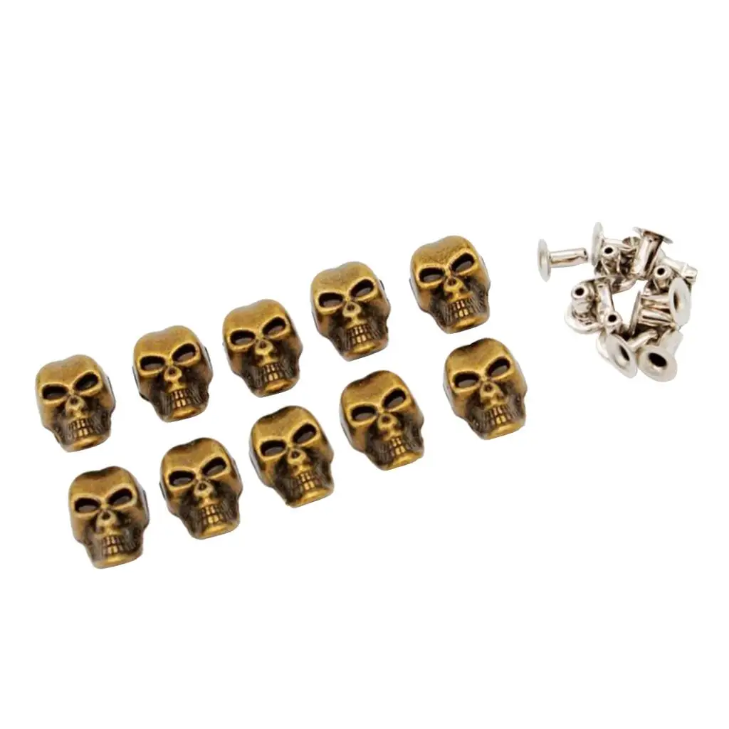 10pcs Double Sided Skull Rivets Studs for Wallet Garment Bag