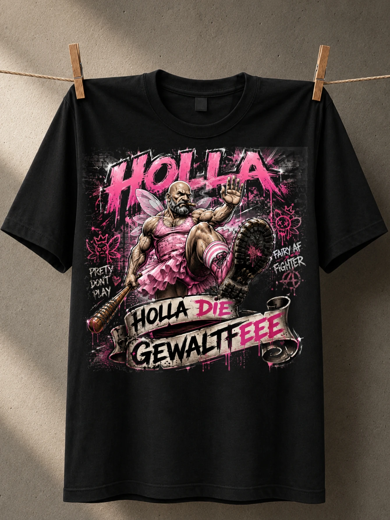 Cute Hobby Horse with playful German lettering pink pony theme crown heart accents and club style  Unisex All T-Shirt