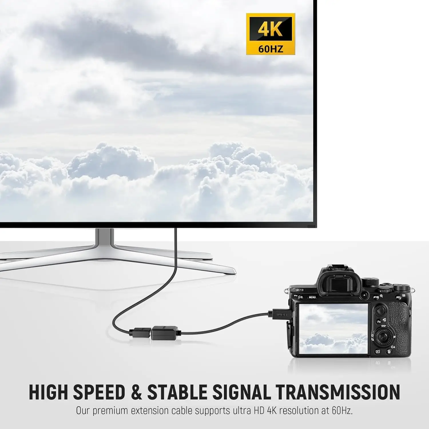 NEEWER 4K/60Hz Micro HDMI do HDMI Adapter Kabel, D do A, Micro męski do HDMI żeński do Sony A7R IV A7C Canon M50 Fujifilm