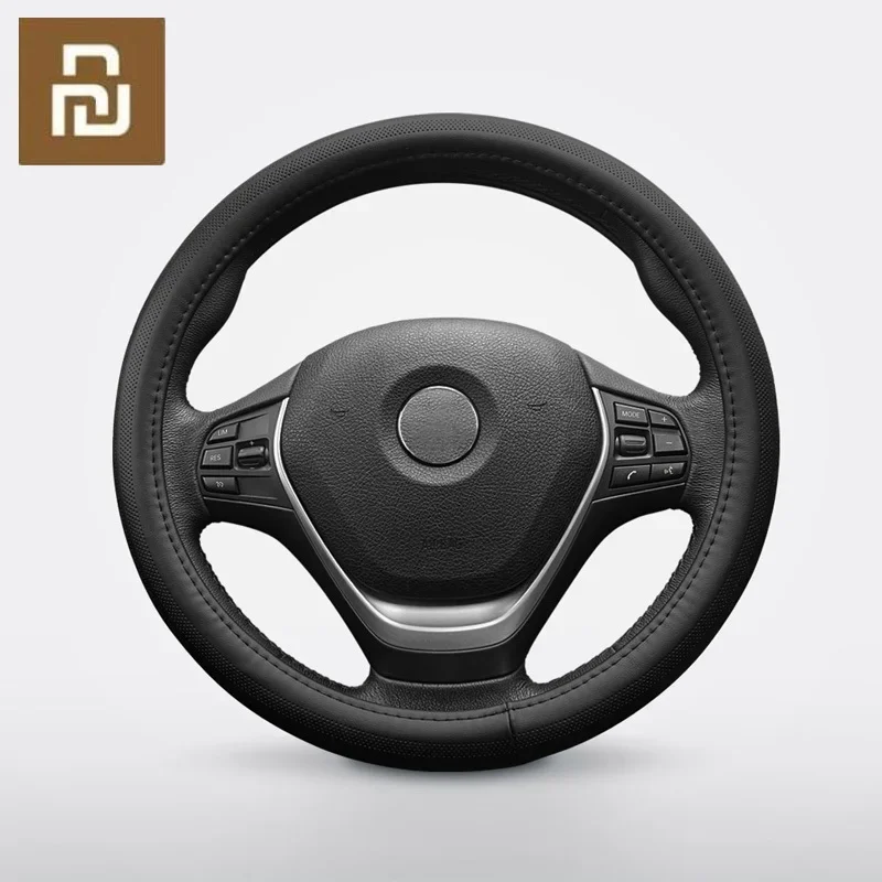 Maiwei steering wheel cover Sweat-absorbent breathable Whole top layer cowhide Fine hand stitching