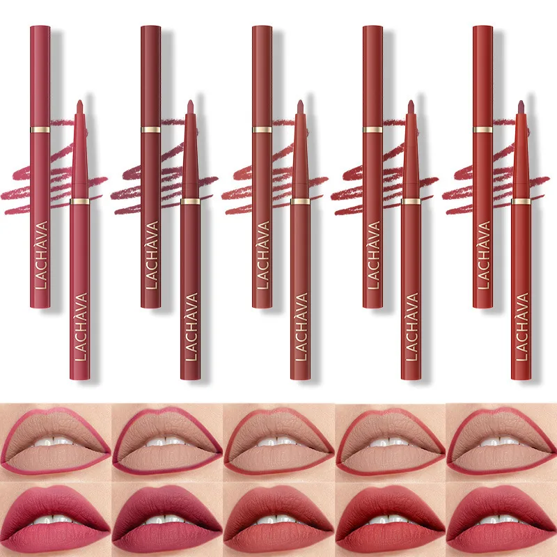 6 Colors Matte Sexy Rose Red Brown Lip Liner Pencil Waterproof Non-stick Smudge-proof Highly Pigmented Lipliner Pen Lipstick