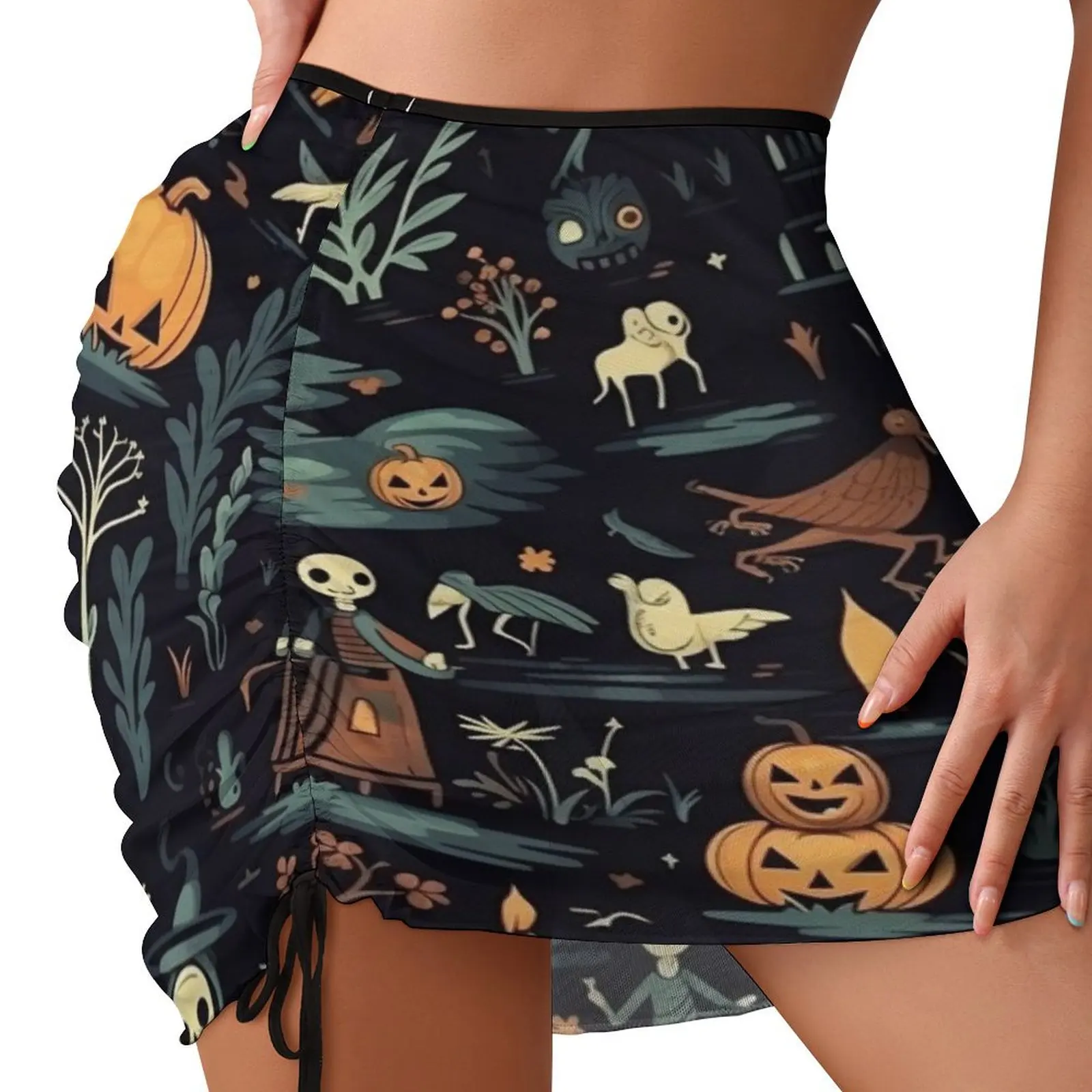 Cute Trick-or-Treaters Pattern Halloween Print Adorable Halloween Design Beach Skirt summer dresses for women 2024 skirts