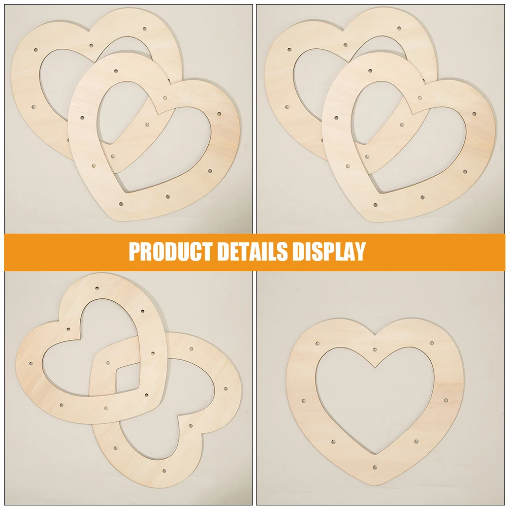 

5pcs Heart Shaped Wreath Frame Wood Garland Large Valentine Decor Wooden Crafts DIY Flower Project Circle Backdrop Home Bathroom