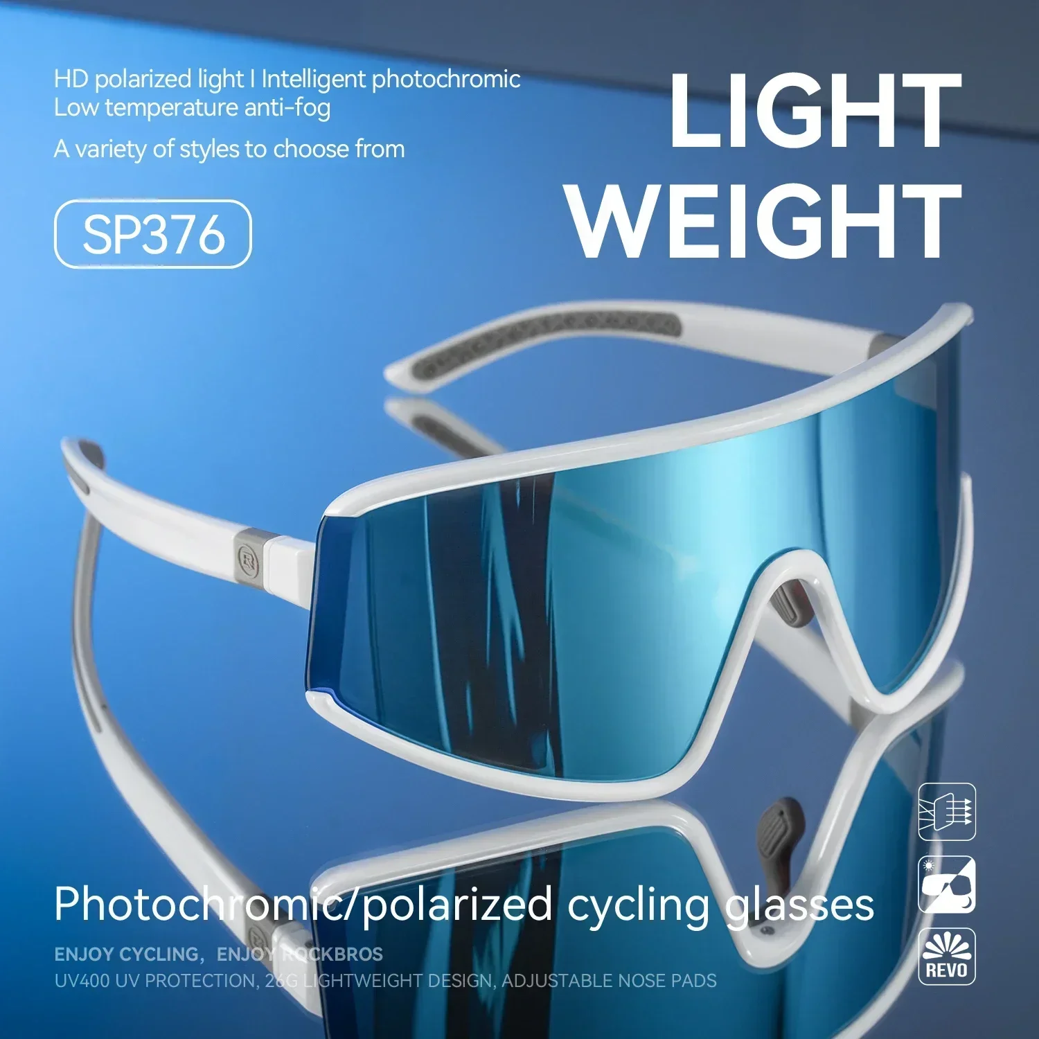

Cycling Glasses Lightweight Photochromic Polarized Bike Glasses Anti-fog UV400 Sun Protection Outdoor Sports Sunglasses