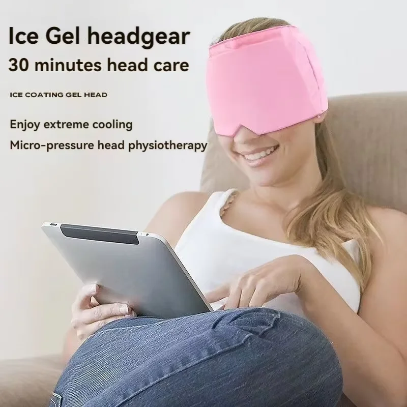 Cold and hot compress gel headgear，physical cooling/hot compress multi-purpose head cover, stretchable multifunctional eye mask image 4