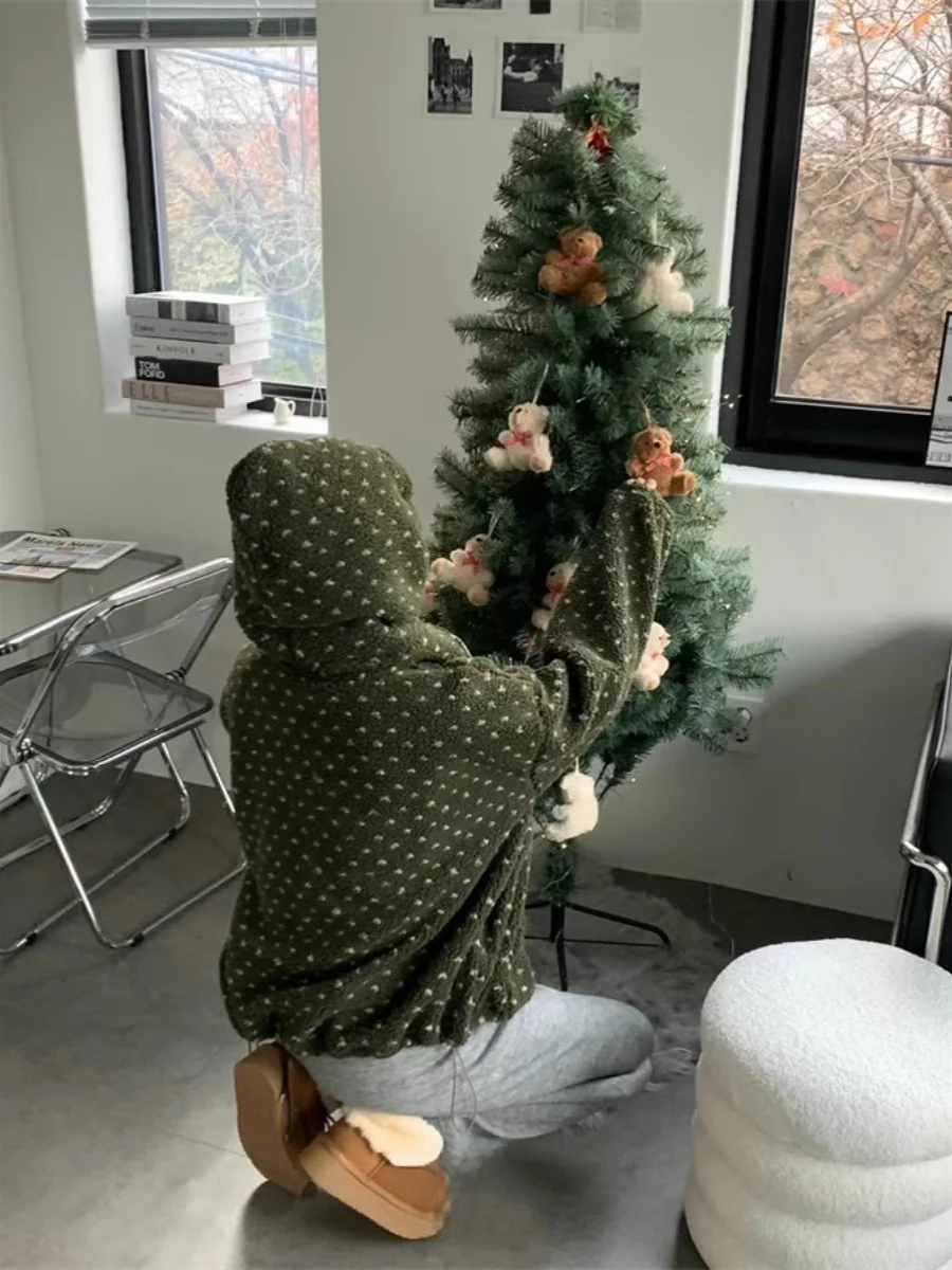 Zimowa Ekskluzywna Prosta Kurtka z Kapturem na Zamek w Kropki Fce Jaet Damska Kurtka Zimowa Thiened Ladies Faion