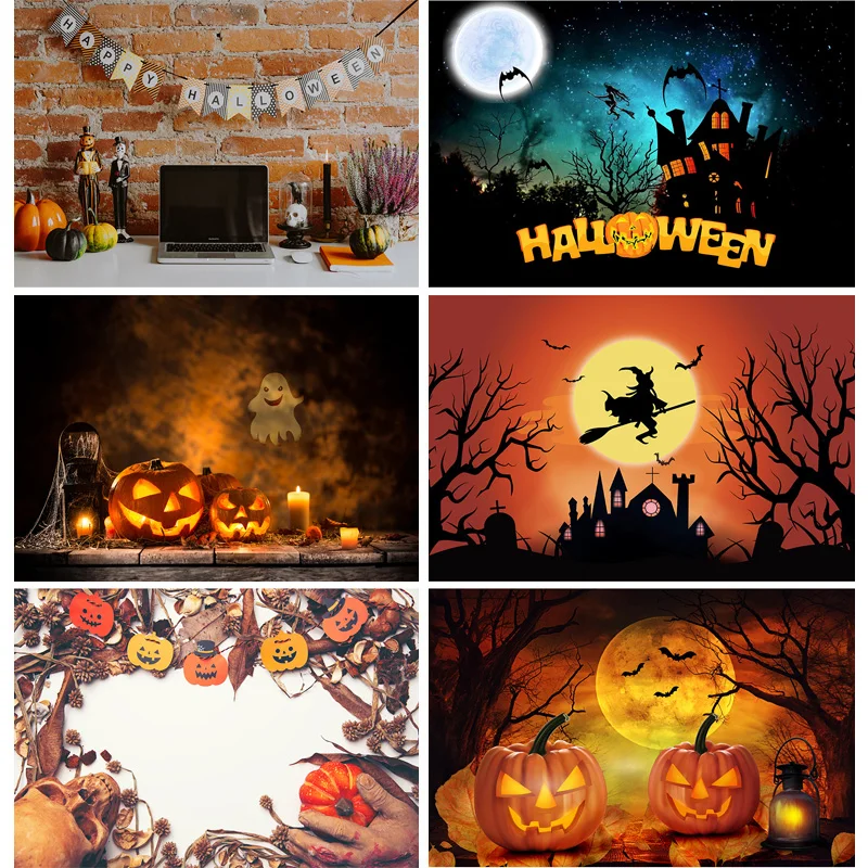 

SHENGYONGBAO Halloween Photography Backgrounds Castle Gate Ghost Pumpkin Photo Backdrops For Studio Props Decor WSJ-02