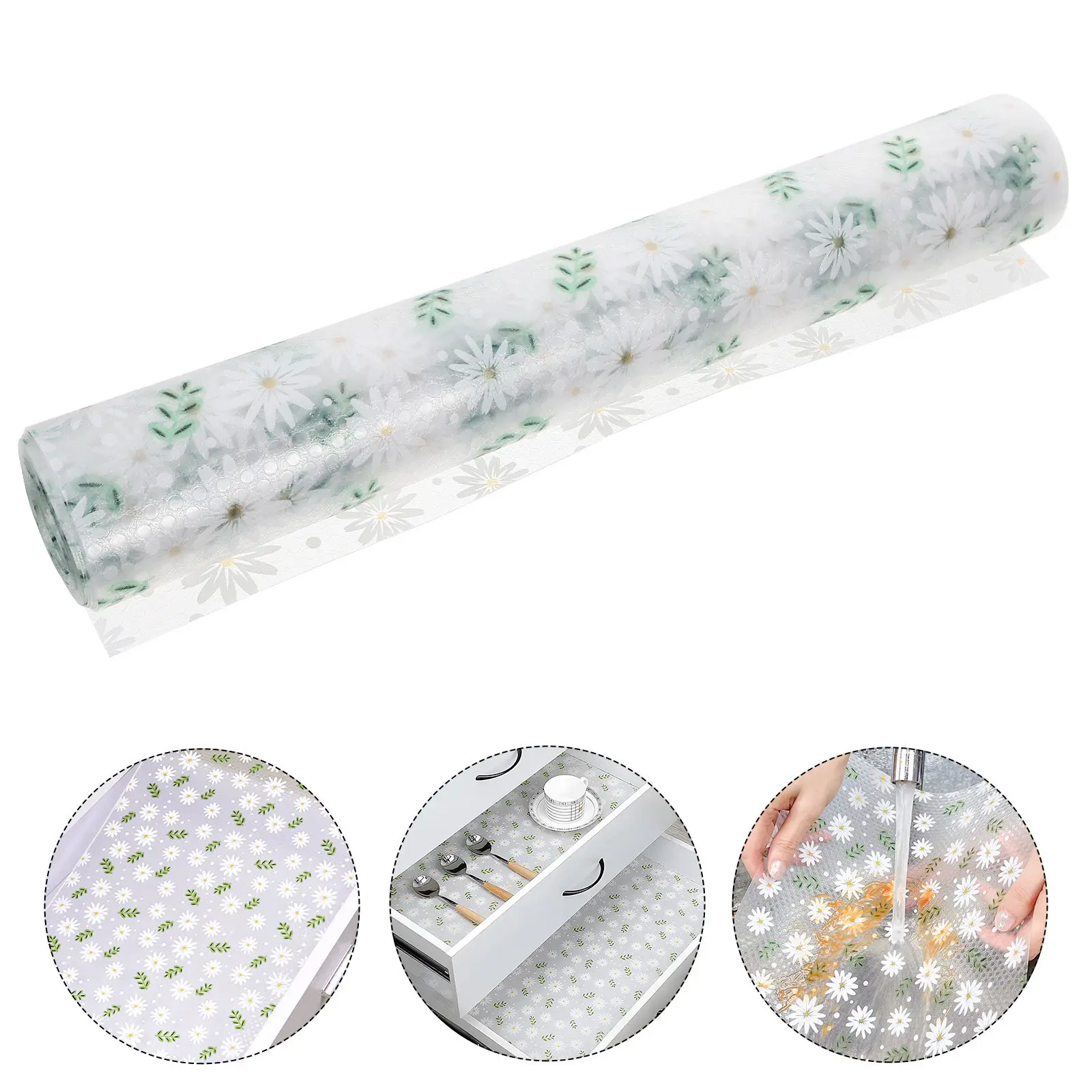 

1 Roll Eva Shelf Liner Mat Cuttable Waterproof Wear-Resistant Cabinet Drawer Liner for Kitchen Bathroom Bedroom Living Room