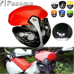 Pazoma Red Universal Motorcycle Dirt Bike LED Headlight Hi/Lo Beam Supermoto Headlamp For Honda CRF CR CRM FMX 125 250 450 XR650