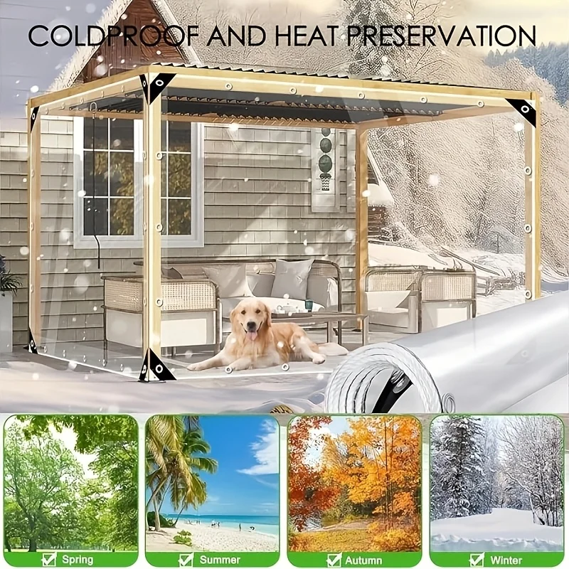 

Premium Clear Plastic Tent Flysheet Wind Snow Resistant Anti Rip Tarp With Eyelets For Outdoor Patio Garden Farm Shelter Cover