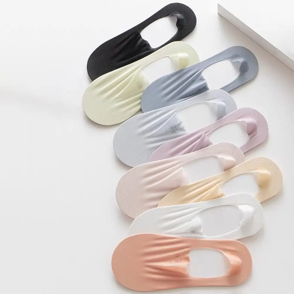 

1 Pair Thin Breathable Boat Socks Non-slip Shallow Mouth Invisible Short Sock Traceless Solid Color Ankle Socks for Summer