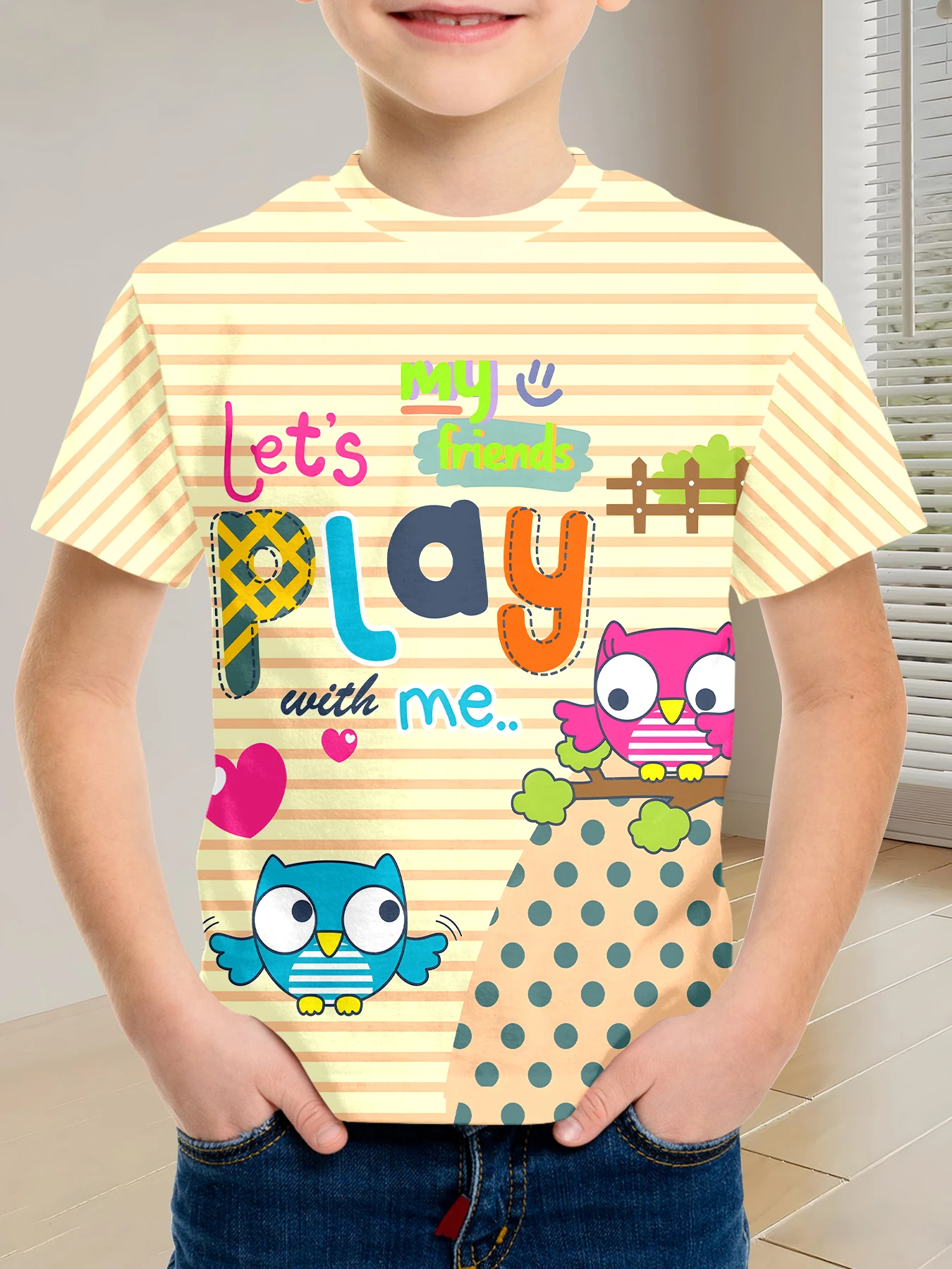 Slogan Cute Pet Print T-Shirt, Light and Casual Wear