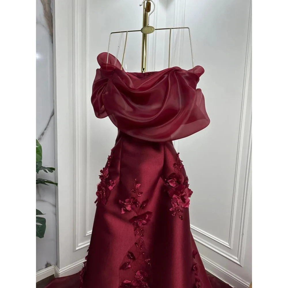 Elegantes schulterfreies Spitzen-Meerjungfrau-Abendkleid mit Blumenperlen für Frauen 2025, langes formelles Abschlussball-Hochzeitskleid, individuell gestaltet
