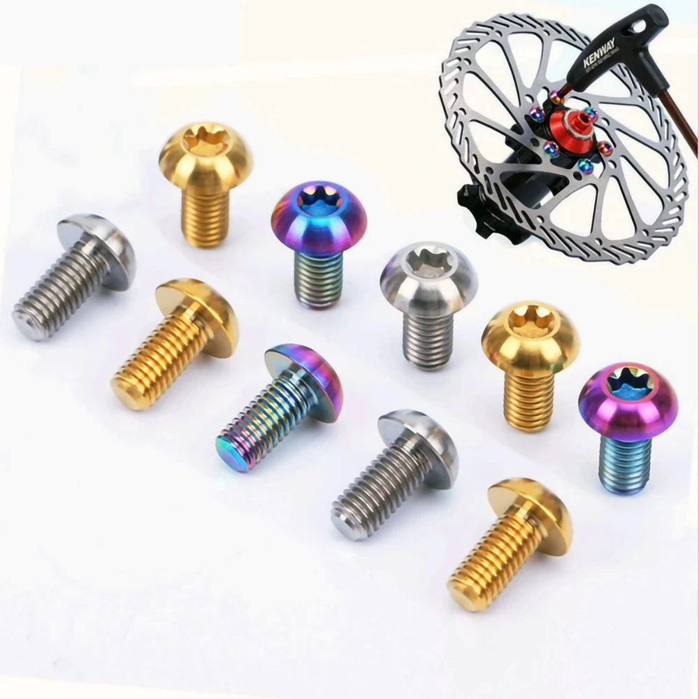 1/12pcs M5*10mm Disc Brake Fixing Screws TC4 Titanium Alloy CNC Bicycle Rotor Fastening Bolts T25 Torx Head MTB Accessories