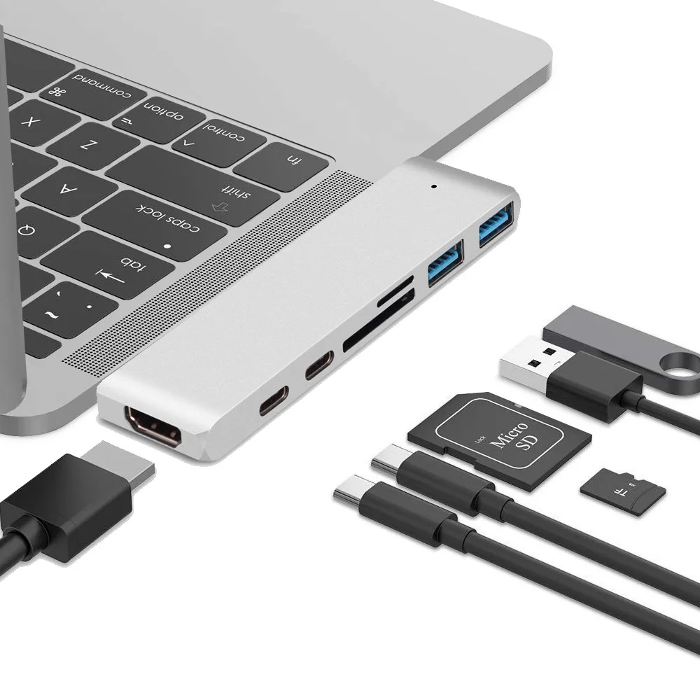 

USB C HUB for MacBook Pro Type-c 3.1 to HDMI-compatible 4K Converter USB C to MCIRO SD SDHC MMC TF Card Reader Extend Adapter