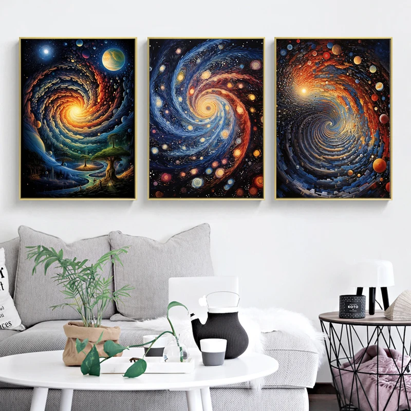 Galaxy Stars Print Painting Nebula Cloud Poster Starry Sky Canvas Painting Modern Wall Art Pictures for Living Room Home Decor