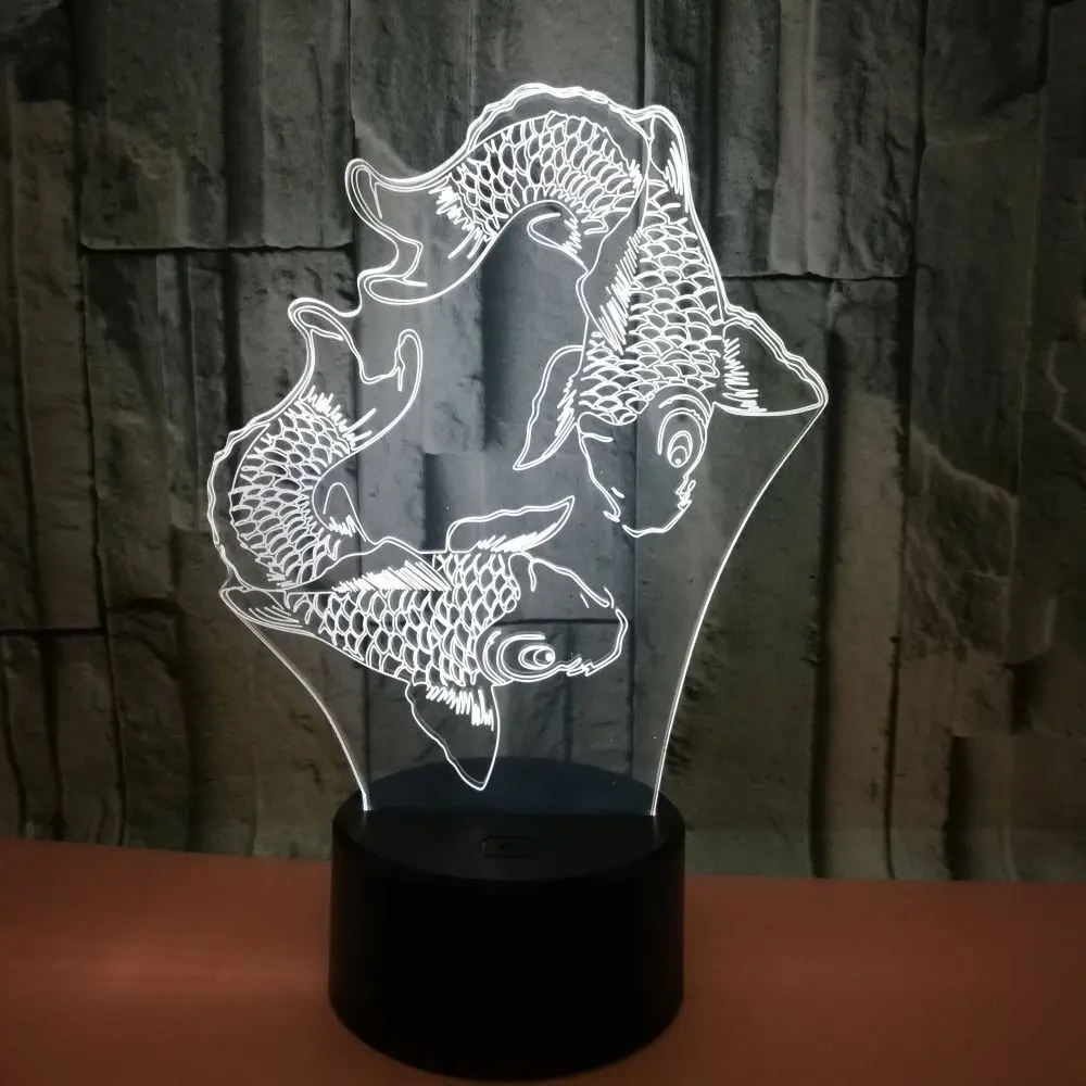 New Fish Color 3d Night Light Led Acrylic 3d Illusion Light Touch Remote Control Creative Visual Usb Night Lamp