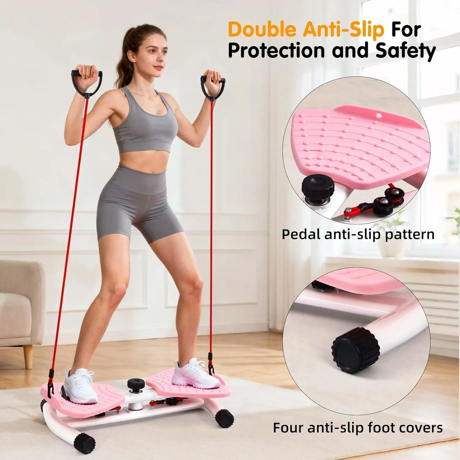 Output Generation):** Multifunctional Waist Twisting Disc Silent Abdominal Exerciser Twist Board with Resistance Bands Non-Slip Core Workout Machine Acupressure Foot Massage Fitness Equipment