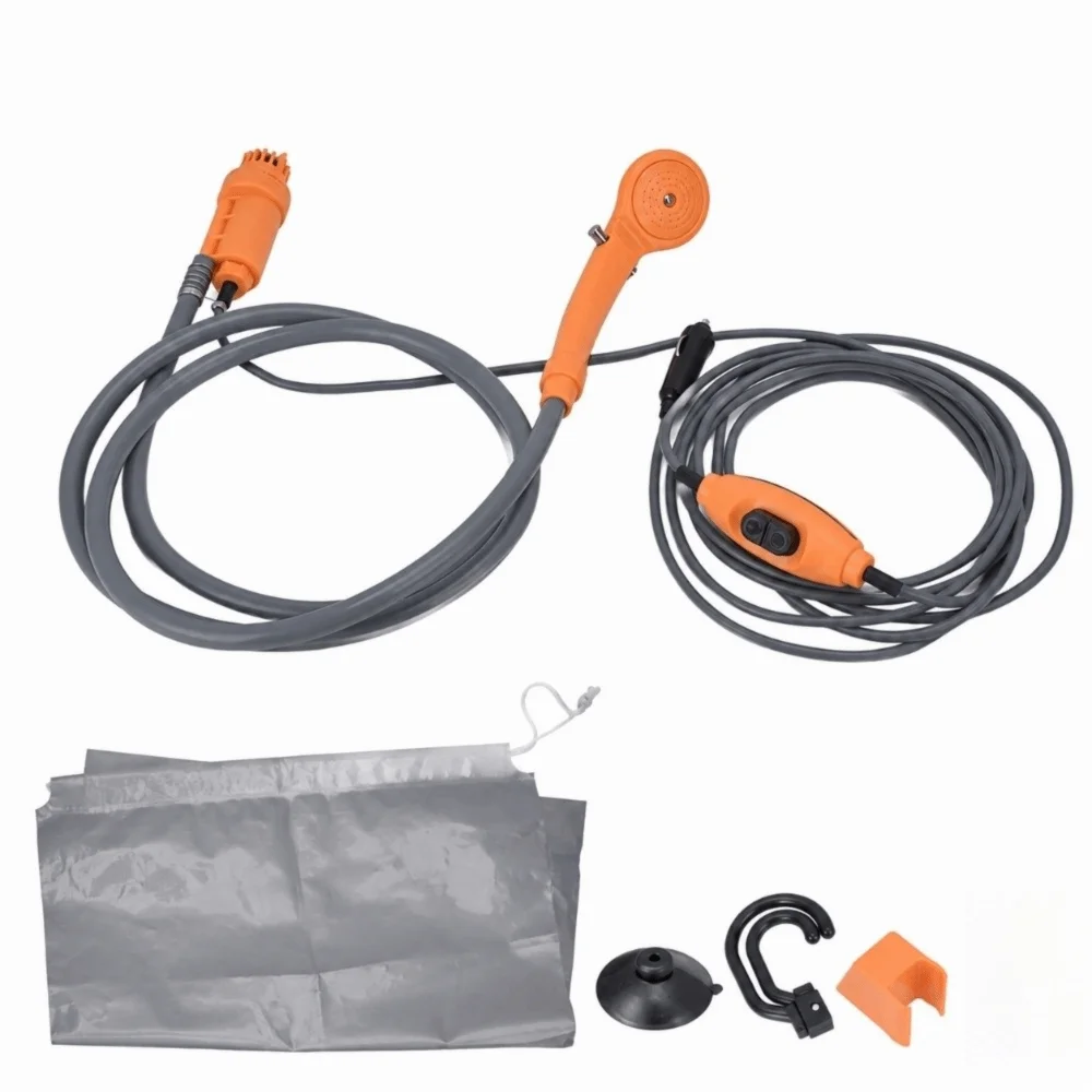 DC12V/24V Camping Shower with Water Pump 5 Meter Cable Camp Showerhead with Cigarette Lighter Plug 3D Sprayer